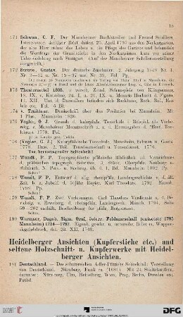 Heidelberger Ansichten (Kupferstiche etc.) und seltene Holzschnitt- u. Kupferwerke mit Heidelberger Ansichten (Nr. 181-212)