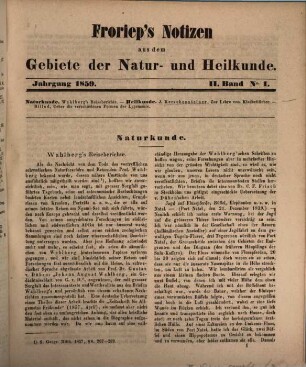 Froriep's Notizen aus dem Gebiete der Natur- und Heilkunde. 1859,2