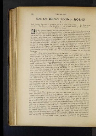 Von den Wiener Theatern 1904/05