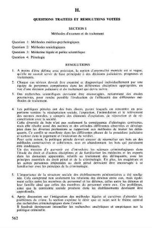 562-571, Questions traitées et résolutions votées / Questions and resolutions