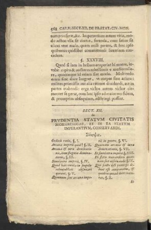 Sect. XII. de Prudentia Statum Civitatis Monarchicae, Et In Ea Statum Imperantium, Conservandi.
