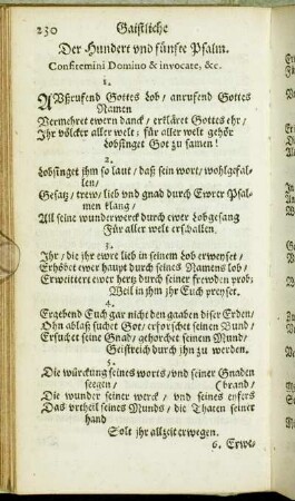 Der Hundert und fünfte Psalm. - Der Hundert und Neunzehende Psalm.