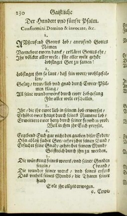 Der Hundert und fünfte Psalm. - Der Hundert und Neunzehende Psalm.