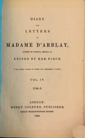 Diary and letters of Madame D'Arblay, 4