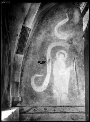 Hochhausen Evangelische Notburga-Kirche Innenansicht Chor Ostwand Wandmalerei Szenen der Notburga-Legende (um 1500)