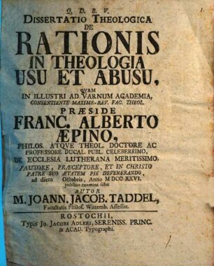 Diss. theol. de rationis in theologia usu et abusu