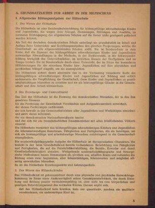 A. Grundsätzliches zur Arbeit in der Hilfsschule