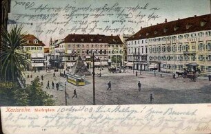 Postkartenalbum. "Karlsruhe - Marktplatz". Marktplatz
