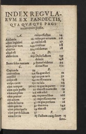 Index Regularum ex Pandectis