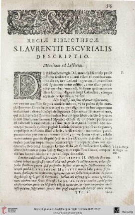 Regiae Bibliothecae S. Lavrentii Escvrialis descriptio