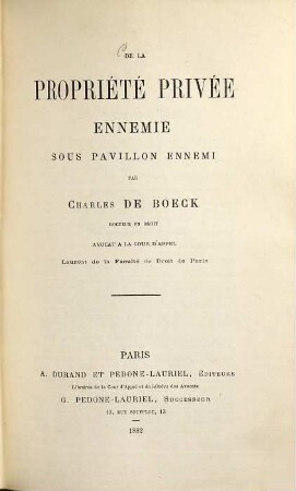 De la Propriété privée ennemie sous pavillon ennemi