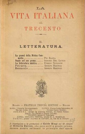 La Vita italiana nel trecento, II