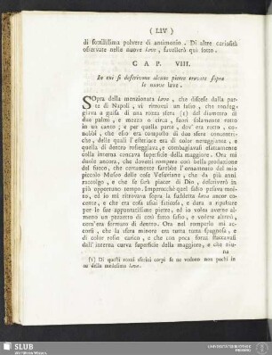 Cap. VIII. In cui si descrivono alcune pietre trovate sopra le nuove lave