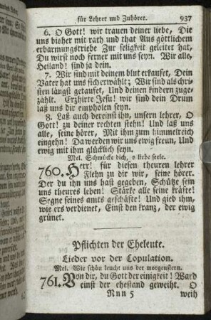 Lieder vor der Copulation.