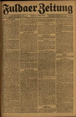 Erste Ausgabe vom Samstag, den 08. Mai 1920.