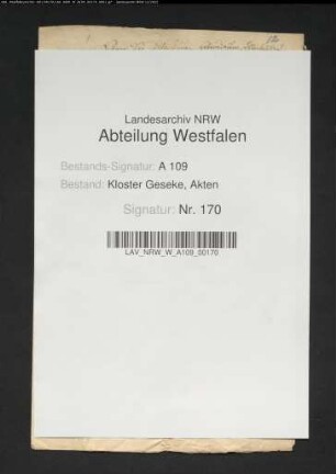 Testament der Äbtissin Lucia Adolphina v. Wolff-Metternich.