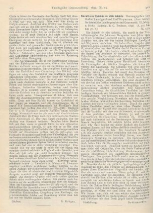 416 [Rezension] Landgraf, Gustav, Novatians Epistula de cibis iudaicis