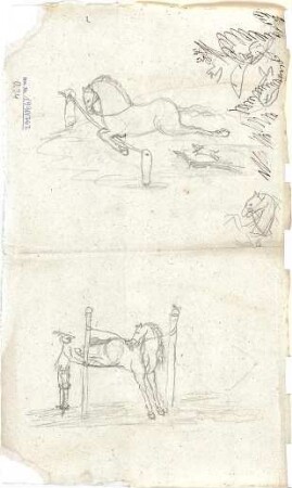 Gärtner, Friedrich von; Frühe Zeichnungen - Pferdespringen (Studien)