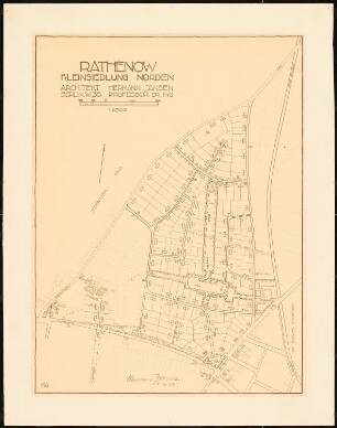 Bebauungsplan Kleinsiedlung Norden, Rathenow: Grund- und Lageplan 1:2500, (von Inv. Nr. 21092)