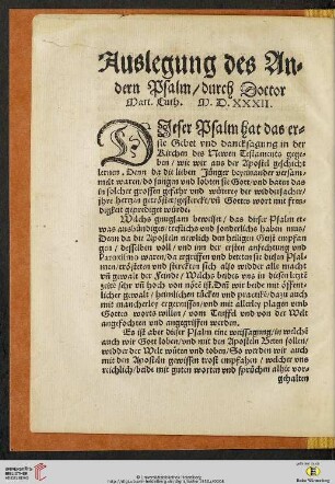 Auslegung des Andern Psalm/ durch Doctor Mart. Luth.