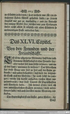Das XLVI. Capitel. Von den Freunden und der Freundschafft