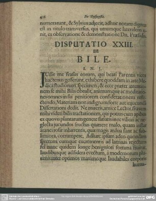 Disputatio XXIII. De Bile