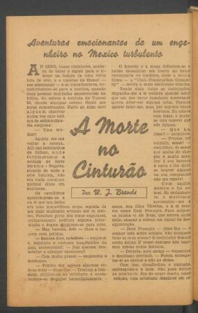 A morte no cinturão : Aventuras emocionantes de um engenheiro no Mexico turbulento. [Uma novella completa]