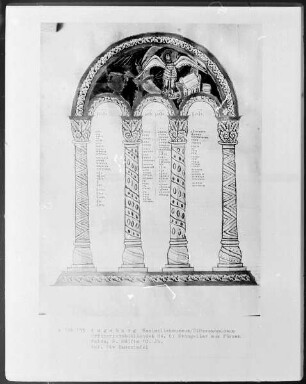 Evangeliar — Kanontafel mit Evangelistensymbol, Folio 24verso
