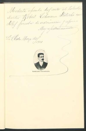 [Dedicatoria escrita a Robert Lehmann Nitsche]
