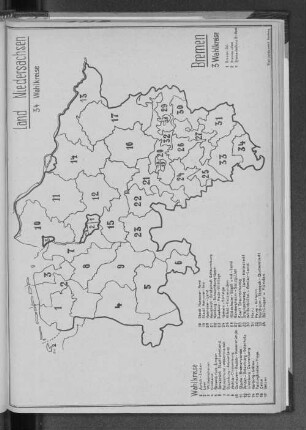 Wahlkreise im Land Niedersachsen