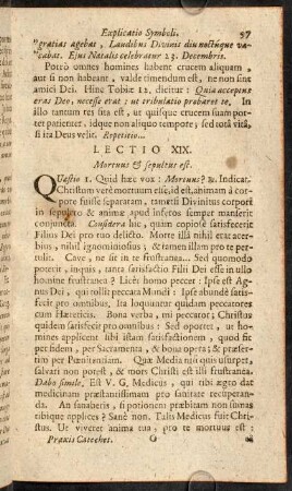 97-109, Lectio XIX. Mortuus & sepultus est. - Lectio XXI. Tertia die resurrexit à mortuis.