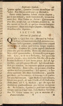 97-109, Lectio XIX. Mortuus & sepultus est. - Lectio XXI. Tertia die resurrexit à mortuis.