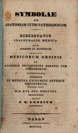 Symbolae ad anatomiam cutis pathologicam