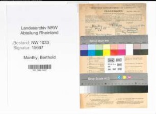 Entnazifizierung Berthold Manthy , geb. 14.06.1922 (Regierungsinspektor)