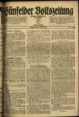 Ausgabe vom Dienstag, den 26. April 1921.