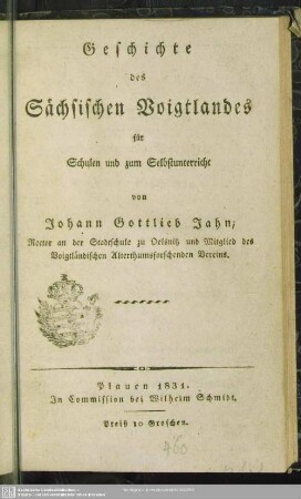 Geschichte des Sächsischen Voigtlandes : für Schulen und zum Selbstunterricht