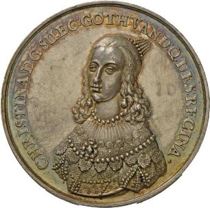 Medaille von Sebastian Dadler auf die Thronfolge Christinas von Schweden Gustav II. Adolf, 1642/44