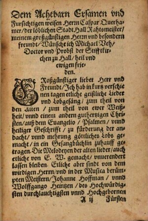Ein New Gesangbüchlin Geistlicher Lieder, vor alle gute Christen, nach ordenung Catholischer Kirchen