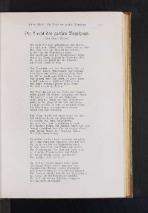 Die Nacht des großen Vogelzugs. Von Albert Mähl.