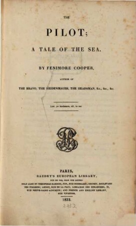 The Pilot : a tale of the sea