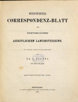 Medicinisches Correspondenzblatt des Württembergischen Ärztlichen Landesvereins. 59. 1889