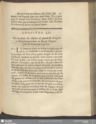 Chapitre LII. De la fonte des Mines de plomb & d'argent à Foelgebangen dans la Haute Hongrie, par un Fourneau à percer