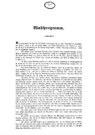 Wahlprogramm. Die unterzeichneten Urwähler des 60. Bezirks [...]