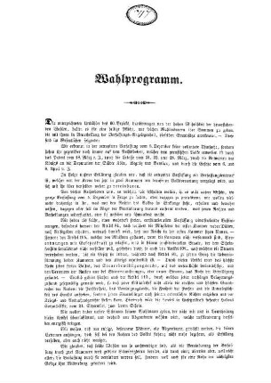 Wahlprogramm. Die unterzeichneten Urwähler des 60. Bezirks [...]