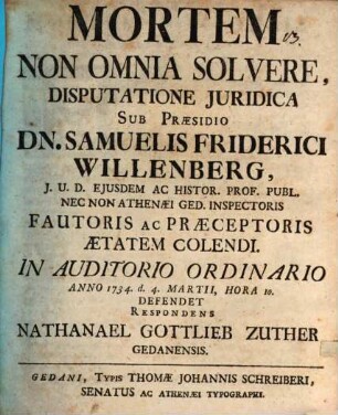 Mortem non omnia solvere, disp. iur.
