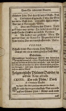 Folgen etzliche Psalmen Davids/ in geistliche Reime gebracht.