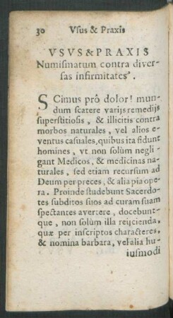 Usus & Praxis Numismatum contra diversas infirmitates.