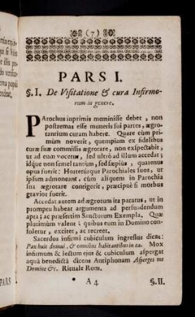 7-50, Pars I. De Visitatione & cura Infirmorum in genere.
