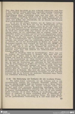 22. Die Bedeutung der Reklame für die modrne Presse