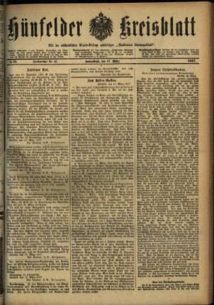 Ausgabe vom Samstag, den 17. März 1917.